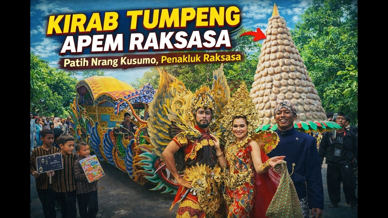 TRADISI MEGENGAN JELANG RAMADHAN LERENG GUNUNG LAWU,, KIRAB TUMPENG APEM RAKSASA, PATIH NRANGKUSUMA