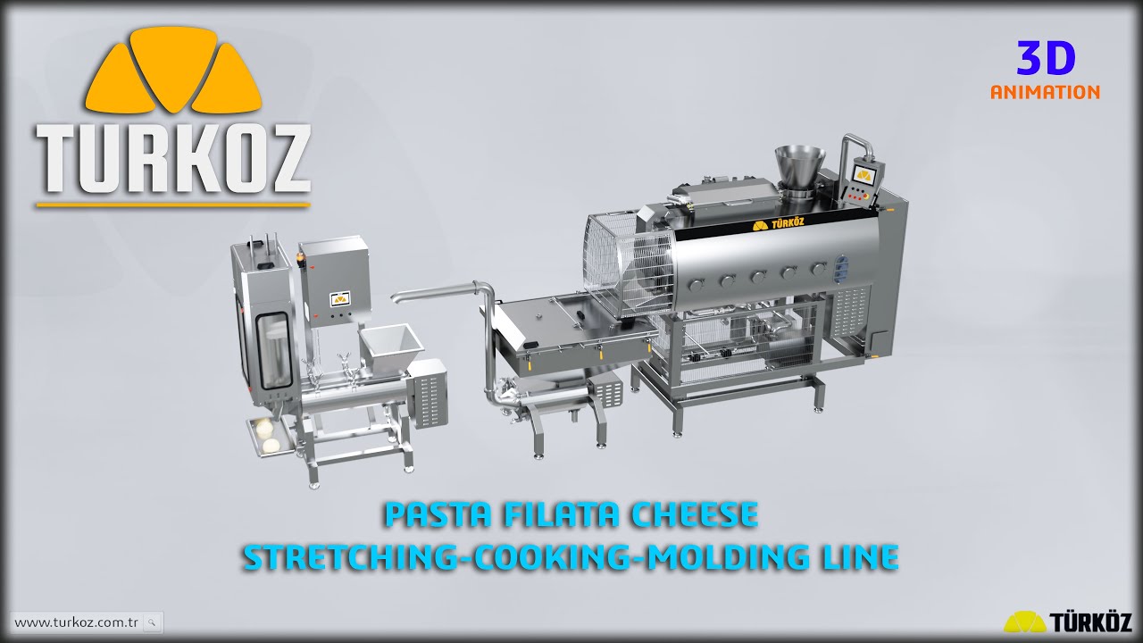 Pasta Filata Cheese Stretching / Cooking / Molding Line - Turkoz Machinery - 3D Animation