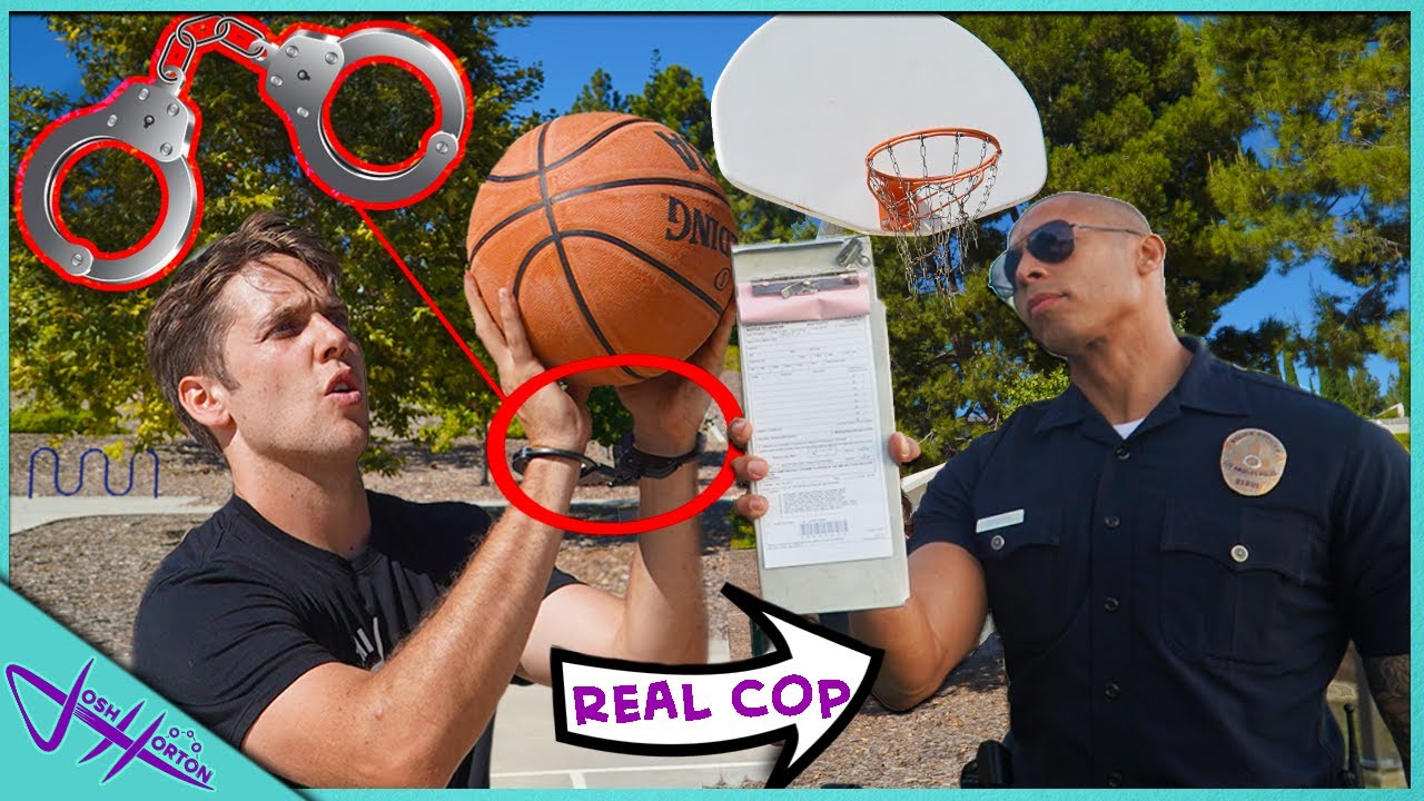 Challenging POLICE OFFICER to Handcuff Basketball! *Loser Pays Ticket!*
