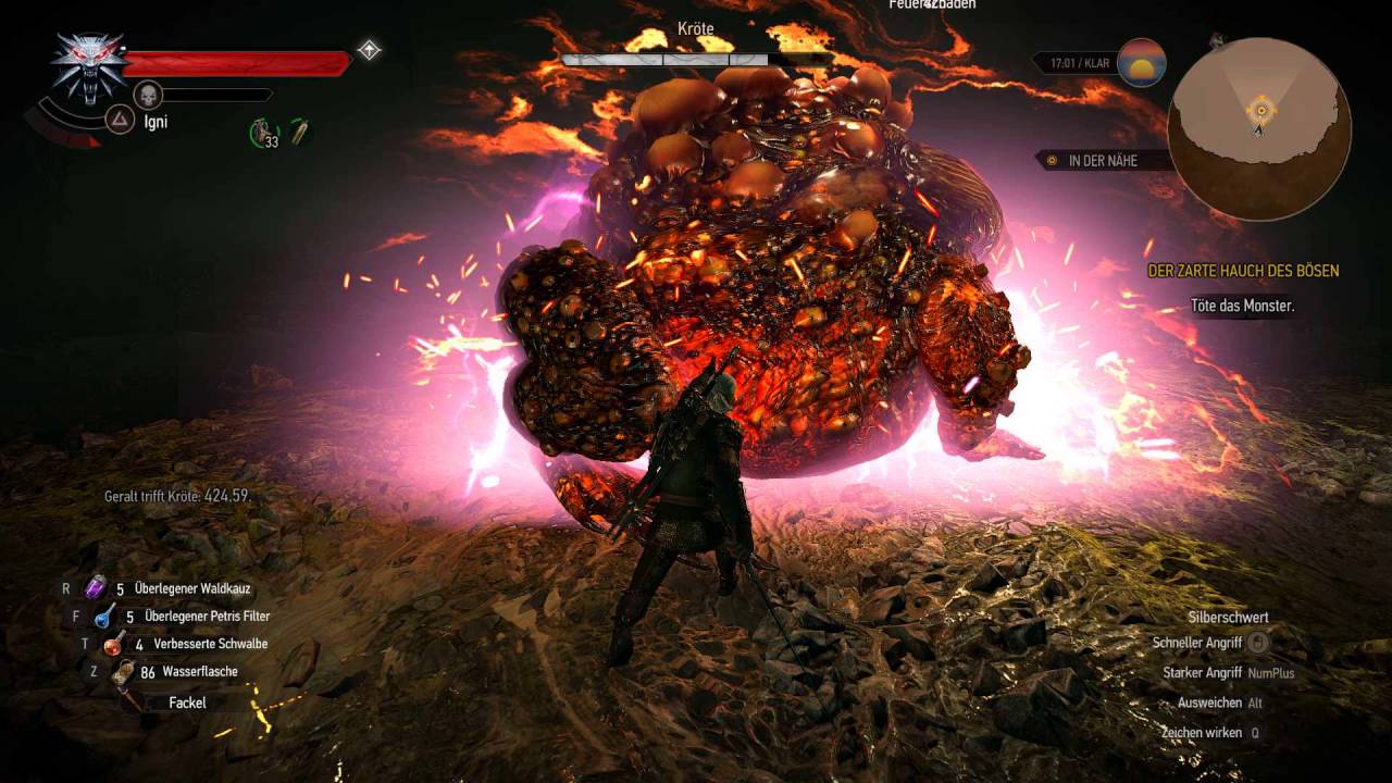 Witcher 3 Tutorial Hearts of Stone Endboss Kröte auf Todesmarsch