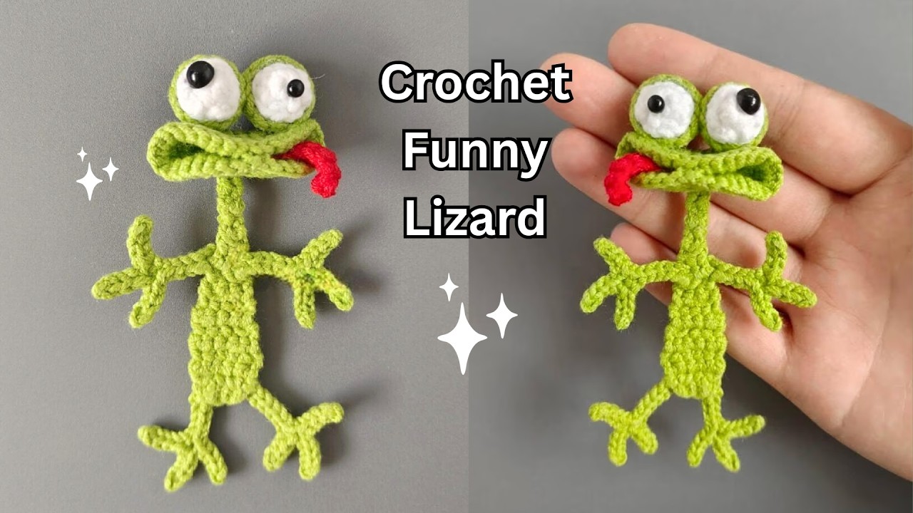 Lizard Bookmark Crochet for BEGINNER | DIY Funny Crochet Lizard