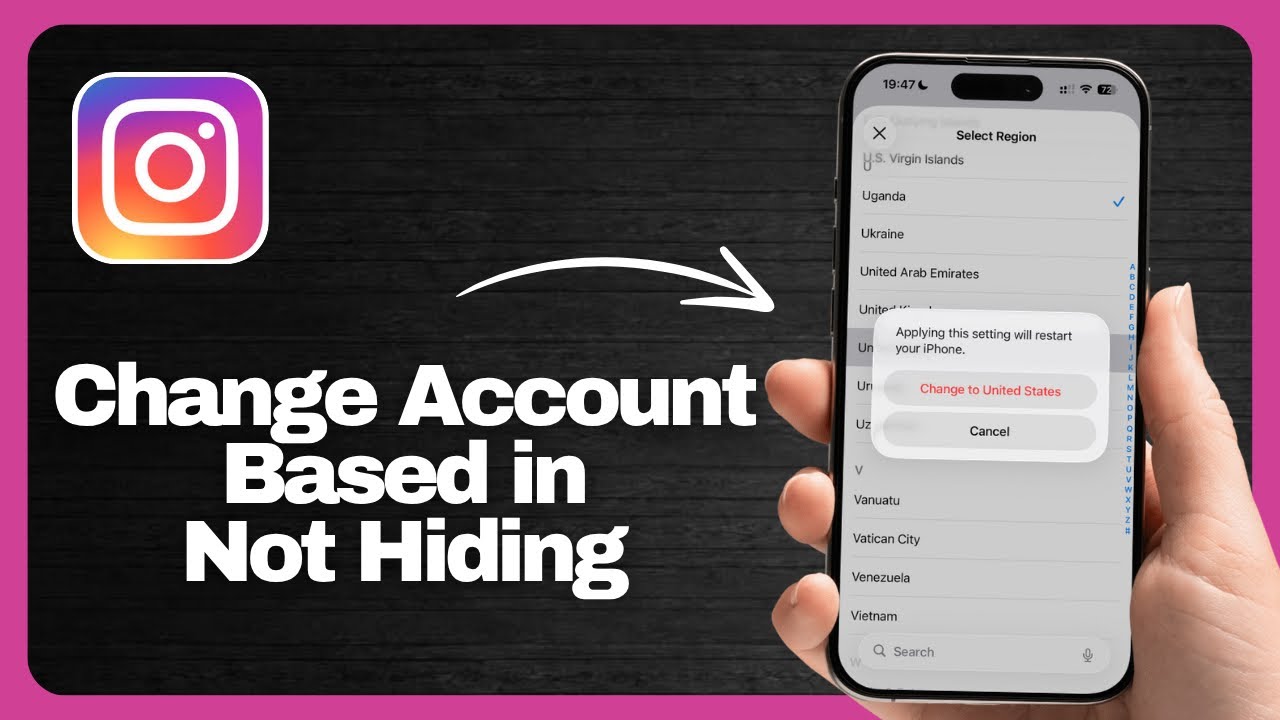 How to Change Your Instagram Account Based In NOT Hiding 