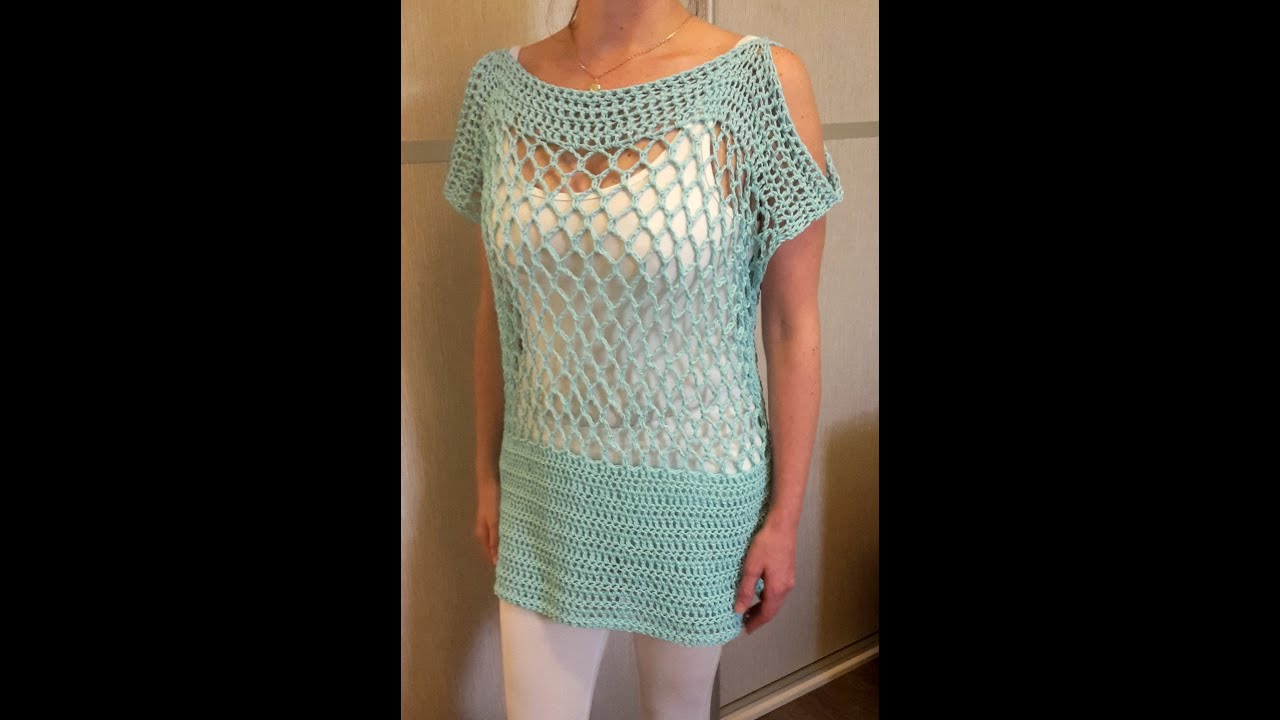 Sieťové letné šaty - plážovky, top. Crocheted summer net dress.