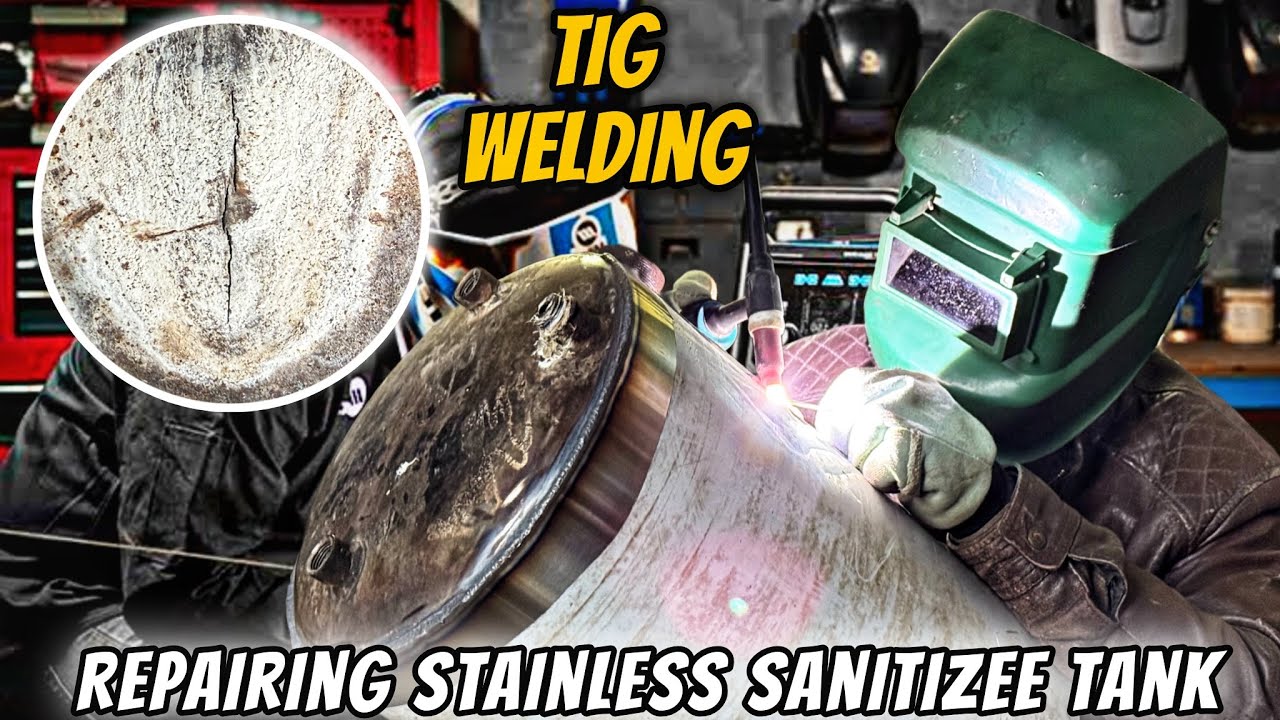 Stainless Steel TIG Welding || Repairing Stainless Steel Sanitizer Tank TIG Welding