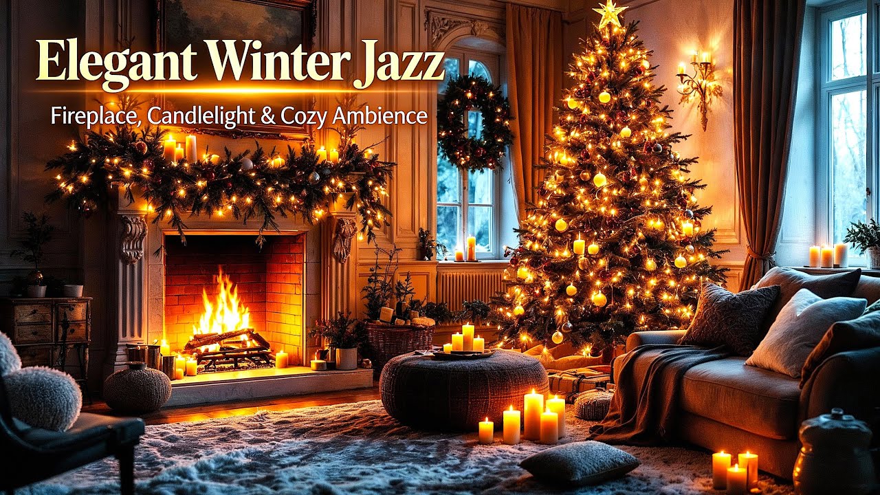 Elegant Winter Jazz 🎷 Fireplace Glow, Candlelight & Cozy Ambience for Calm Evenings