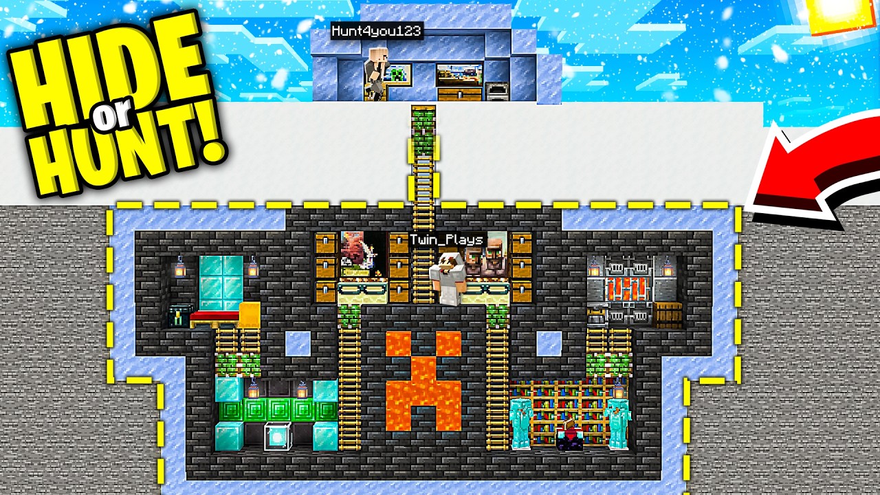 The most SECRET Minecraft Base under an ADMIN BASE! (Hide or Hunt)