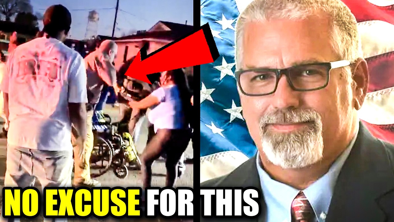 Толпа вспыхнула, когда начальник полиции напал на человека в инвалидном кресле.