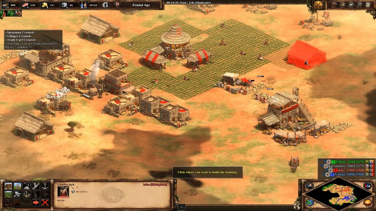 AOE 2 Custom Online 2v2 (Socotra) Game 1 of 2 With Friends