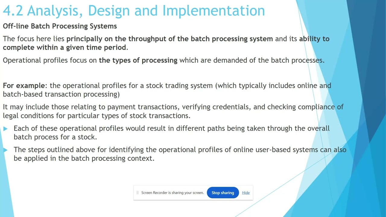 ISTQB Performance Testing – Chapter 4.2 Analysis, Design, Implementation -  Batch Processing System