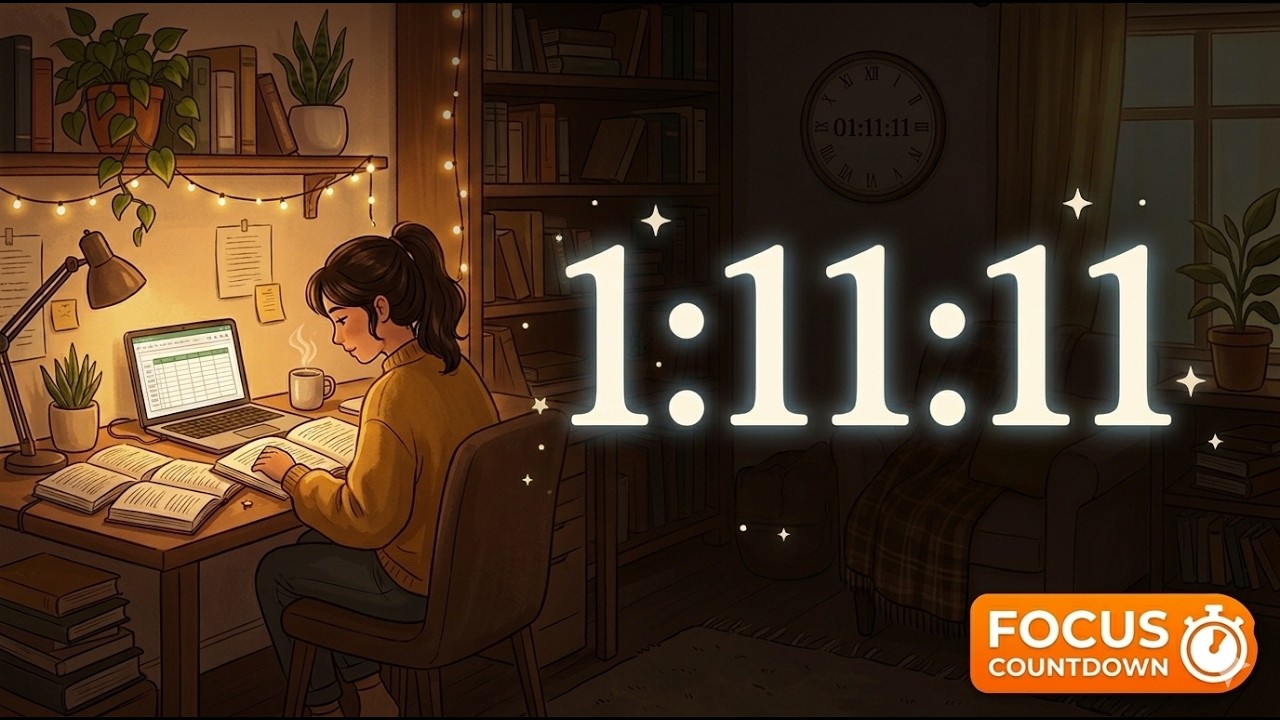 ⏳ 1:11:11 Angel Number Timer | Soft Ticking | Focus & Study | No Music | Universe is With You
