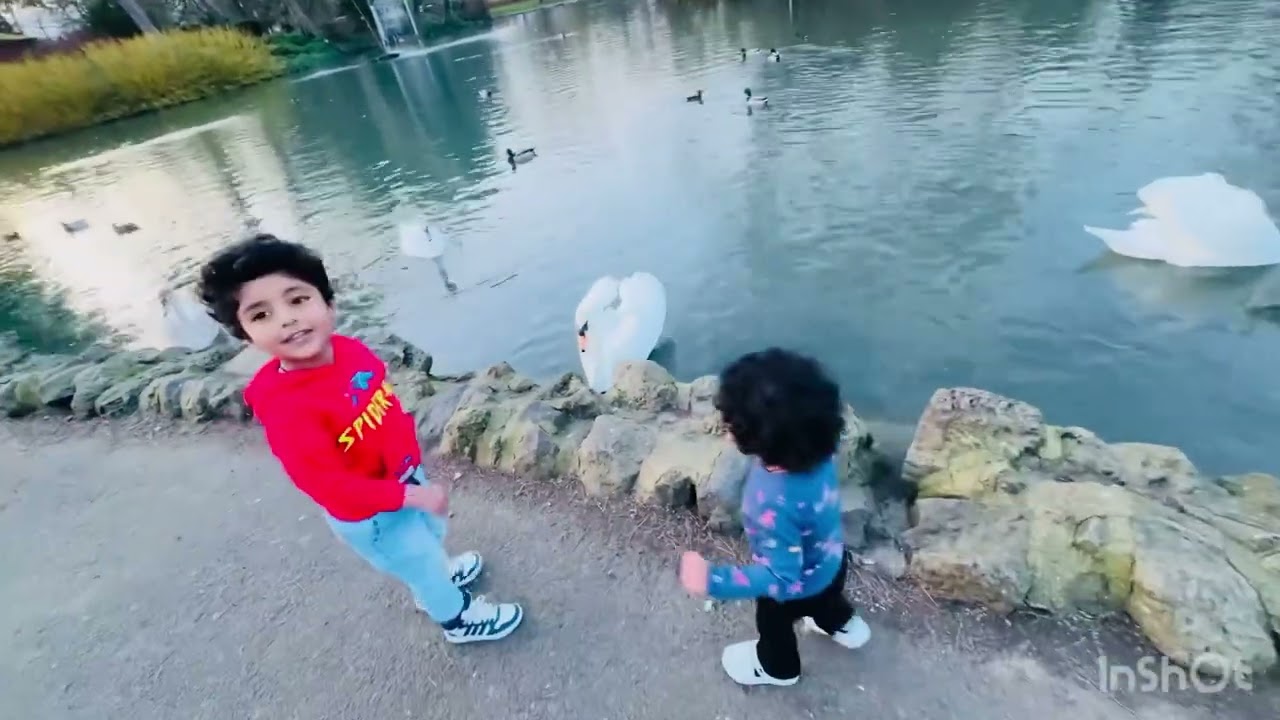 1 year and 3 years old kids # at people’s park# enjoying with ducks and swans# riding #swinging# 