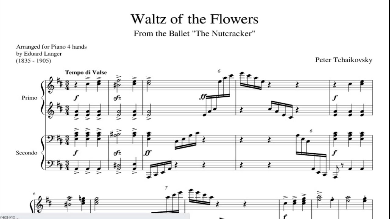 Tchaikovsky Waltz of the Flowers from The Nutcracker (Piano 4 hands)