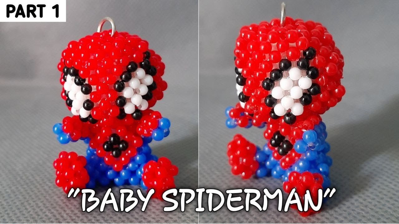 Beaded Superhero Baby Spiderman Tutorial//DIY BEADS//Tutorial Superhero Spiderman Manik Manik Part 1