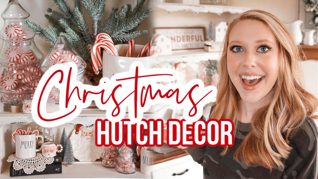 CHRISTMAS HUTCH DECORATE WITH ME! | DECORATING FOR CHRISTMAS 2020 | VINTAGE FARMHOUSE HUTCH!