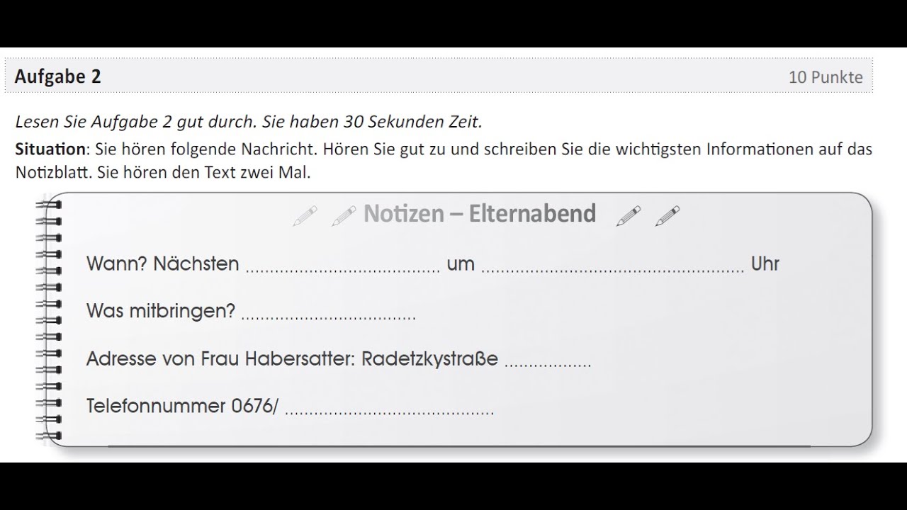 ÖSD A2 HÖREN │ LISTENING TASK NR.12 │ ALL 3 PARTS