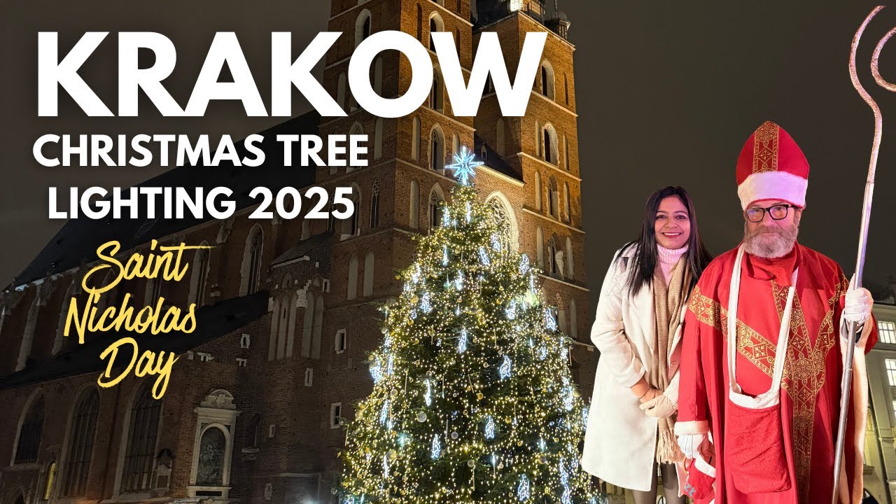Зажжение рождественской елки в Кракове | Празднование Дня Святого Николая 🇵🇱