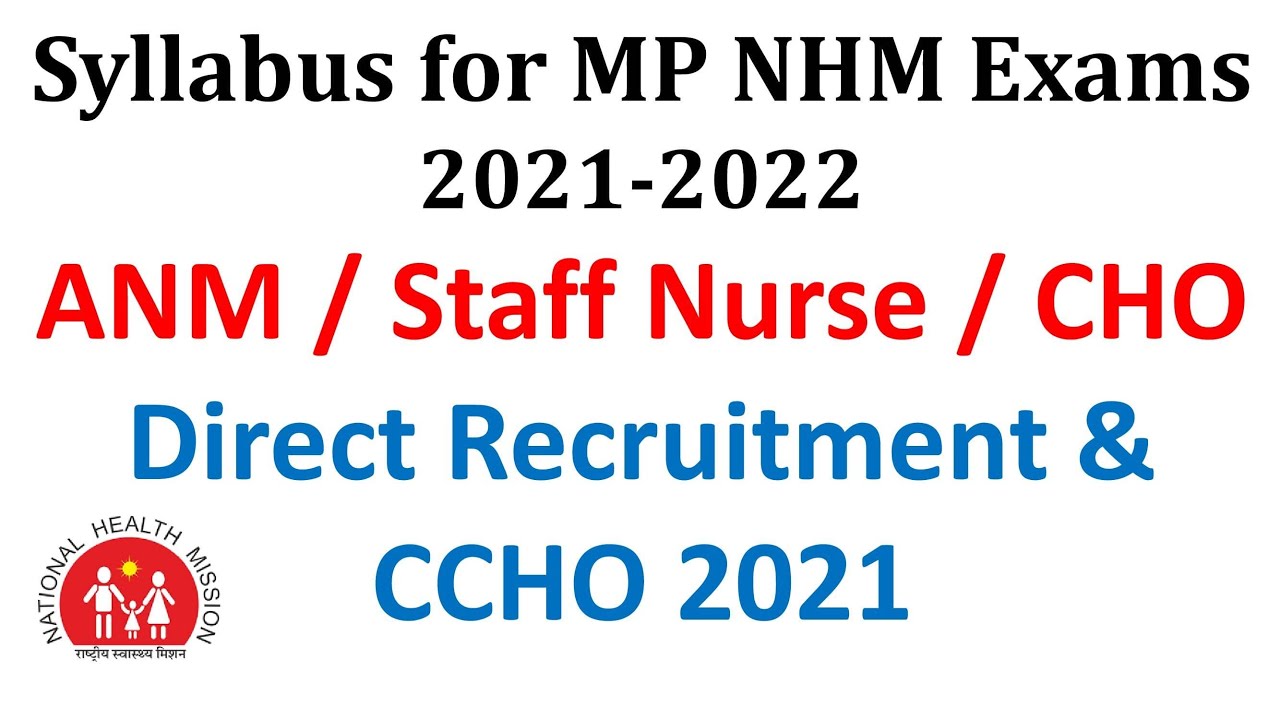 MP NHM Staff Nurse & ANM Syllabus for 5835 post|  2021 Exams || MP CHO Syllabus for 3570 vacancy