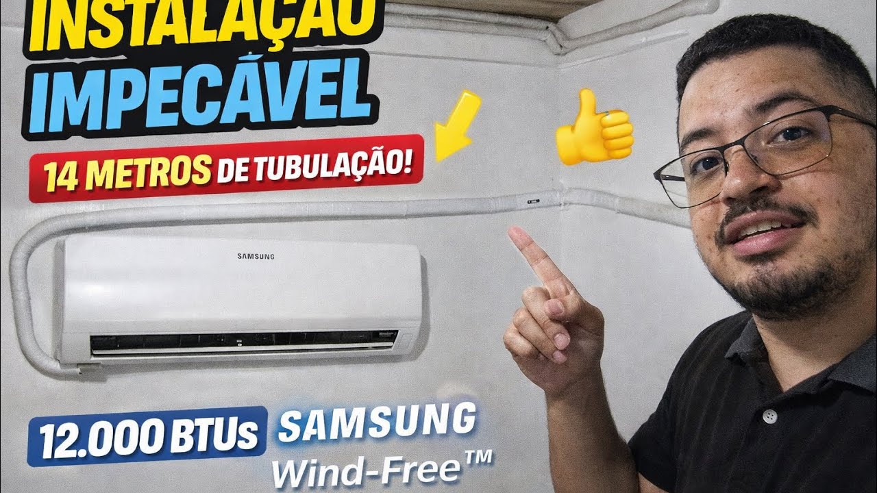INSTALAÇÃO PERFEITA! 14 METROS de Tubulação no Samsung Wind-Free 12.000 BTUs 😱❄️