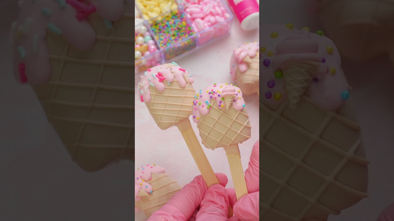 Ice Cream Cone Popsicle Cake Pops for Summer!🍦🩷🌞
