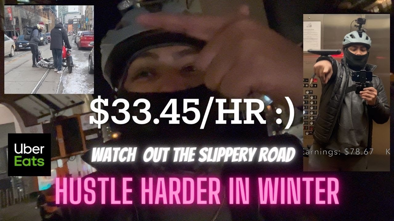 Ubereats Biker downtown Toronto Winter Hustle $33.45/hr 🔥
