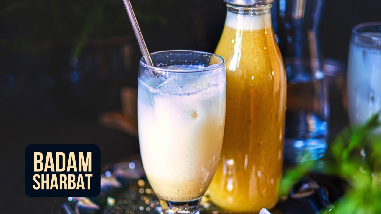 Badam Sharbat - Indian Almond Sharbat Recipe - Almond Concentrate, Badaam Syrup - Summer Drink