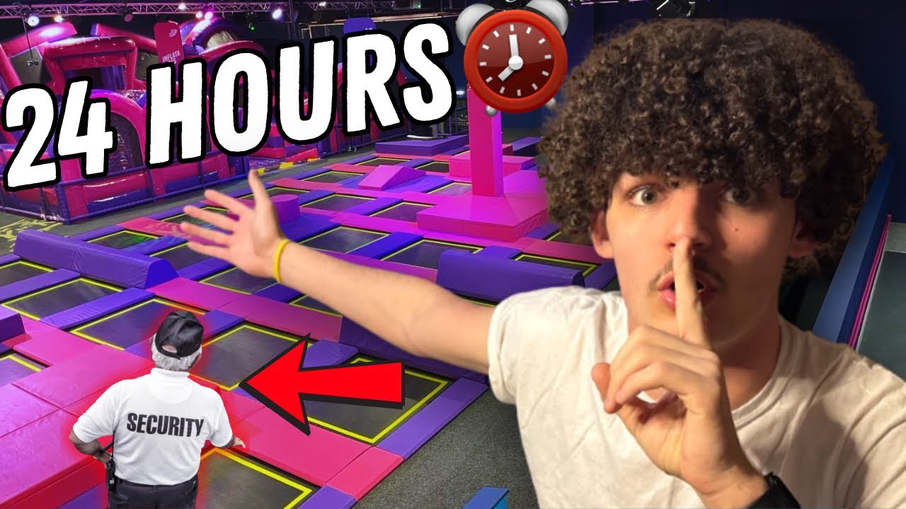 24 HOUR OVERNIGHT CHALLENGE in TRAMPOLINE PARK!