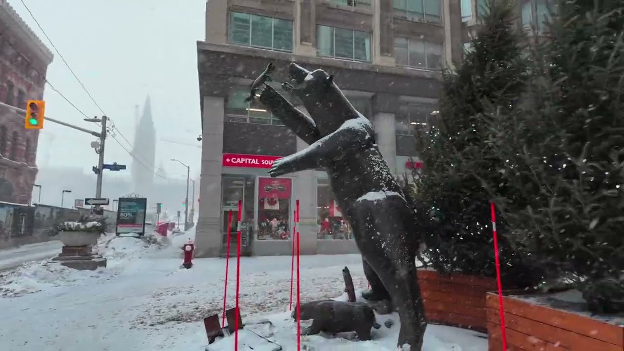 Heavy Snowfall Downtown Ottawa Walk | Sparks St to Bank St (4K 60fps) 