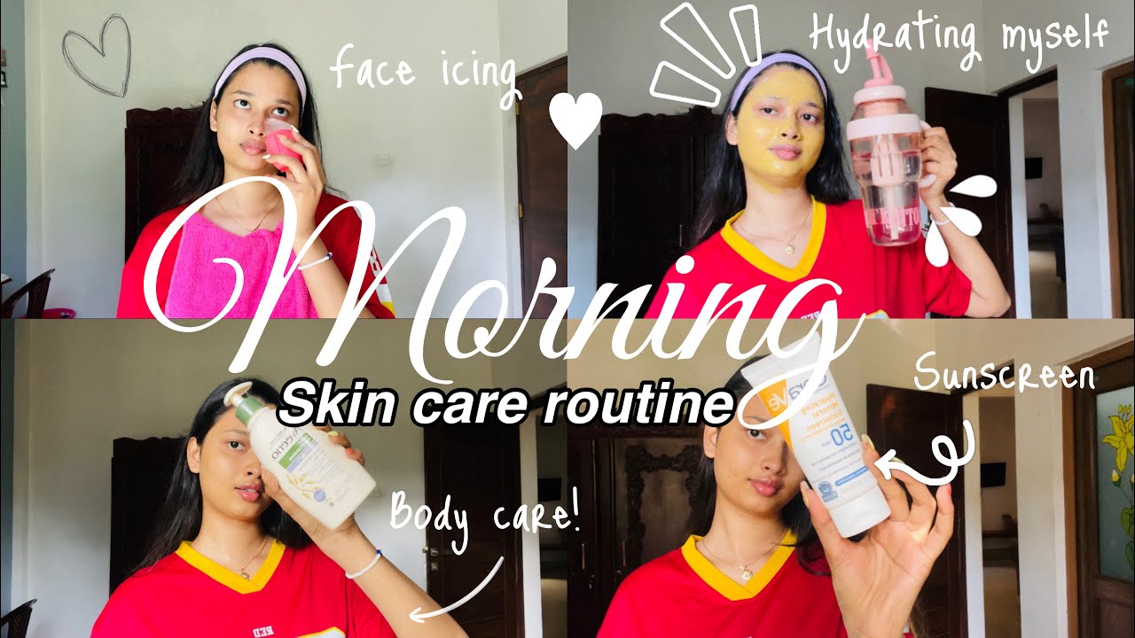 Morning Skincare routine 🌤|මූණ පැහැපත් කරන මගේ simple skincare routine එක 🧴🪞
