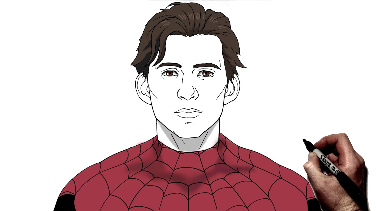 How To Draw Tom Holland (Spiderman) | Step By Step | Spiderman