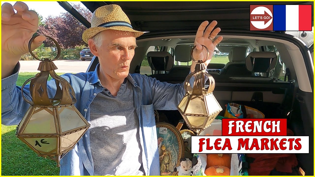 French flea market walk around See what we bought! French vintage & shabby chic finds POV