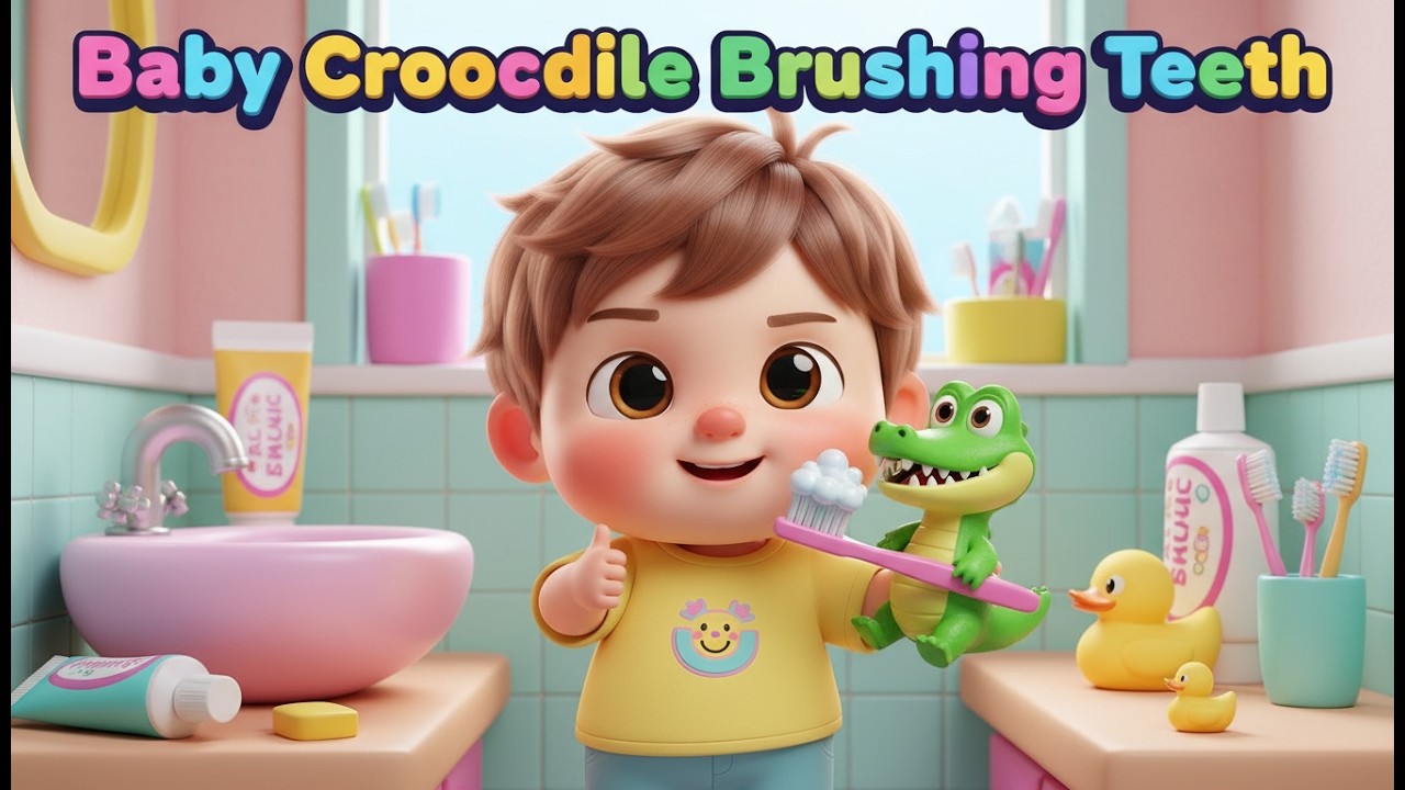 Baby Crocodile Brushing Teeth – Nursery Rhyme, Toddler Learning, Healthy Habits, and Fun Play
