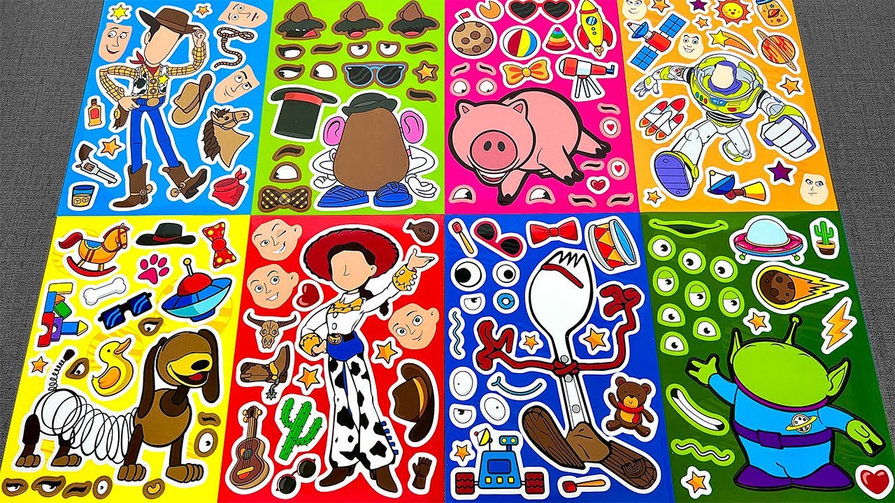 [✨paper diy✨] Toy Story 5 Sticker Book 🚀 Create Funny Faces with Woody, Buzz Lightyear and Friends