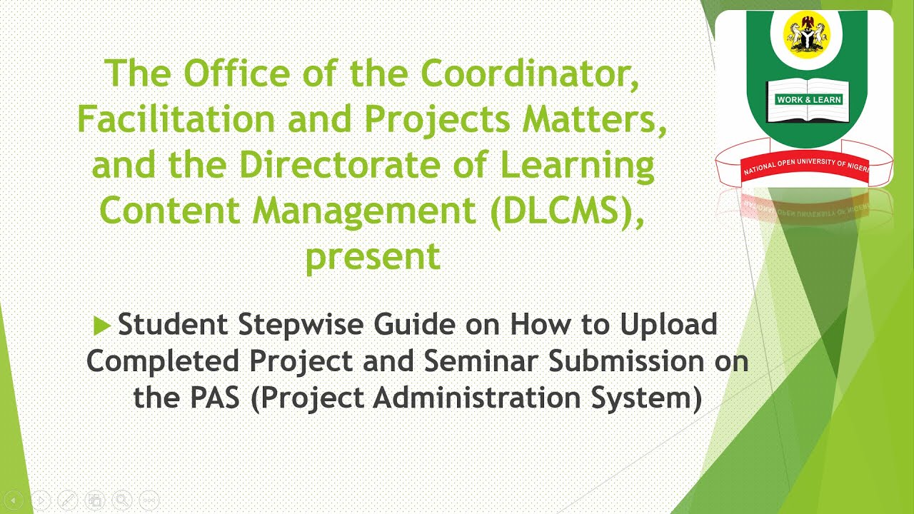 Student Stepwise Guide on How to Upload Completed Project on the PAS (Project Administration System)