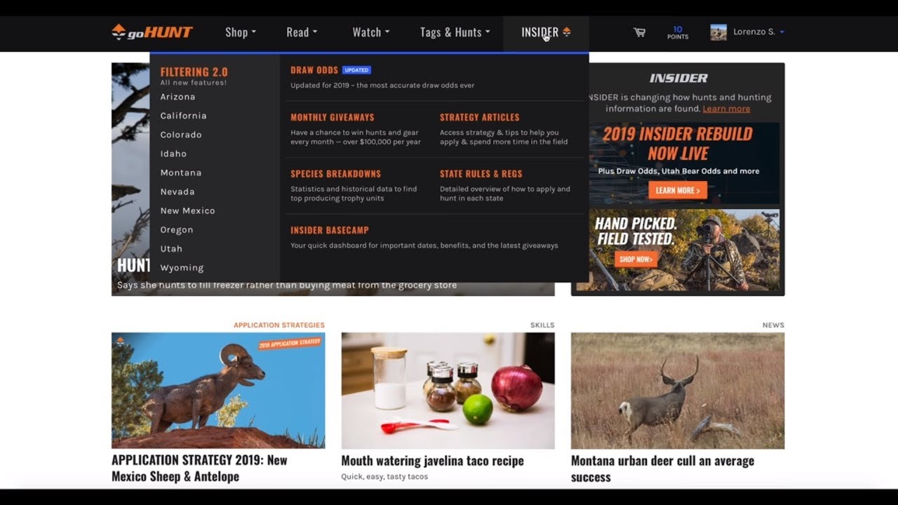 How to navigate goHUNT INSIDER to find hunts every year!