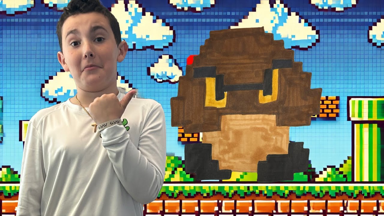 How To Draw An 8 Bit Goomba | Fun and Easy Nintendo Drawing