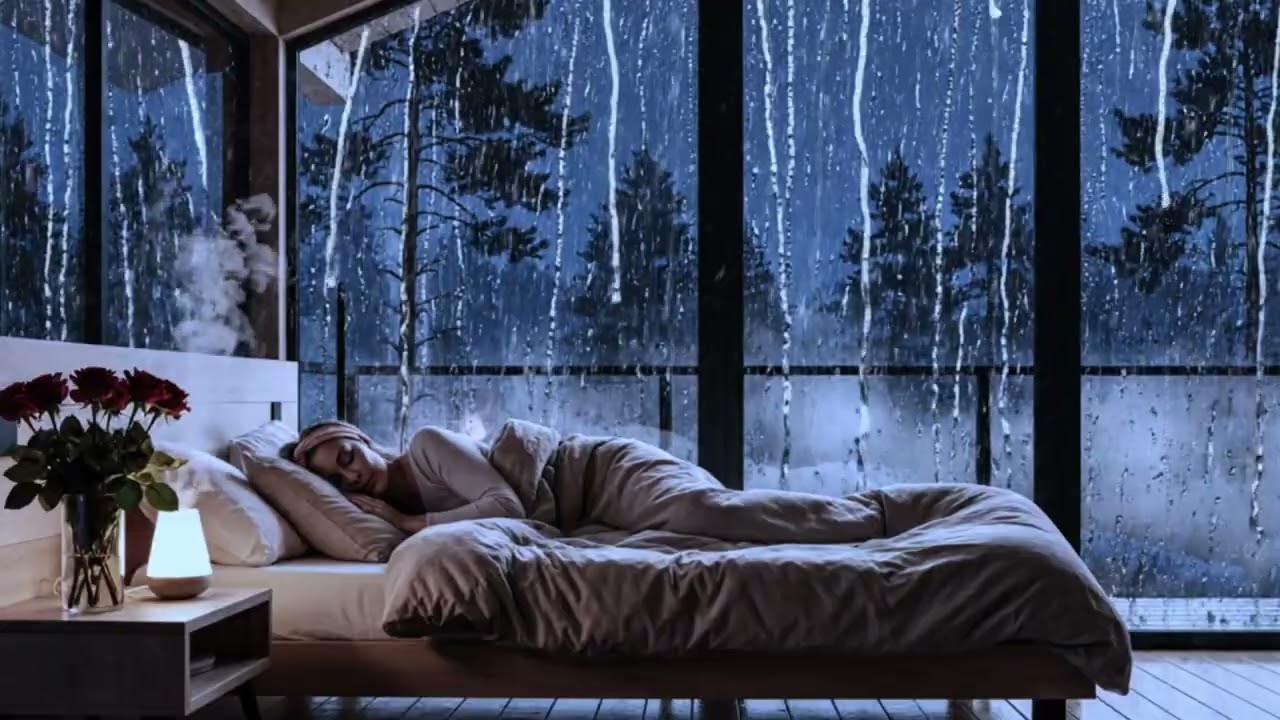 Instantly Shut Your Brain Off 💙 Rainstorm Outside a Warm Cozy Room