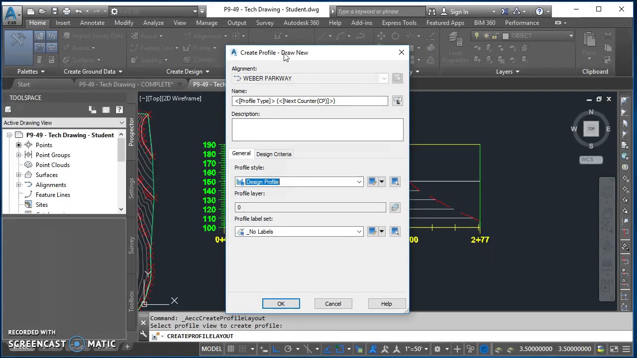 Creating a Design Profile in Civil 3D