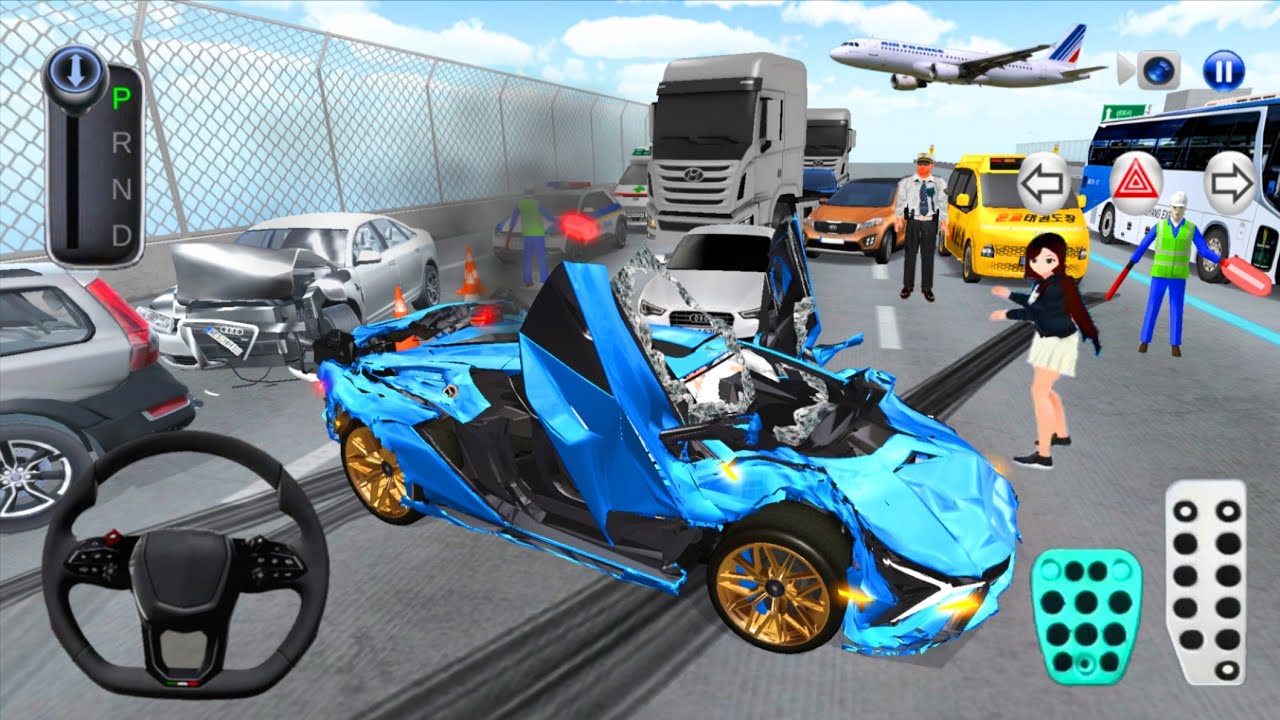 Crashed Blue Lamborghini Transport to Auto Repair Shop - 3D Driving Class 2025 - Android Gameplay🎮