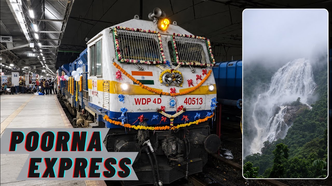 Pune to Kochi via Dudhsagar falls || Poorna Express first LHB Journey || Indian Railways