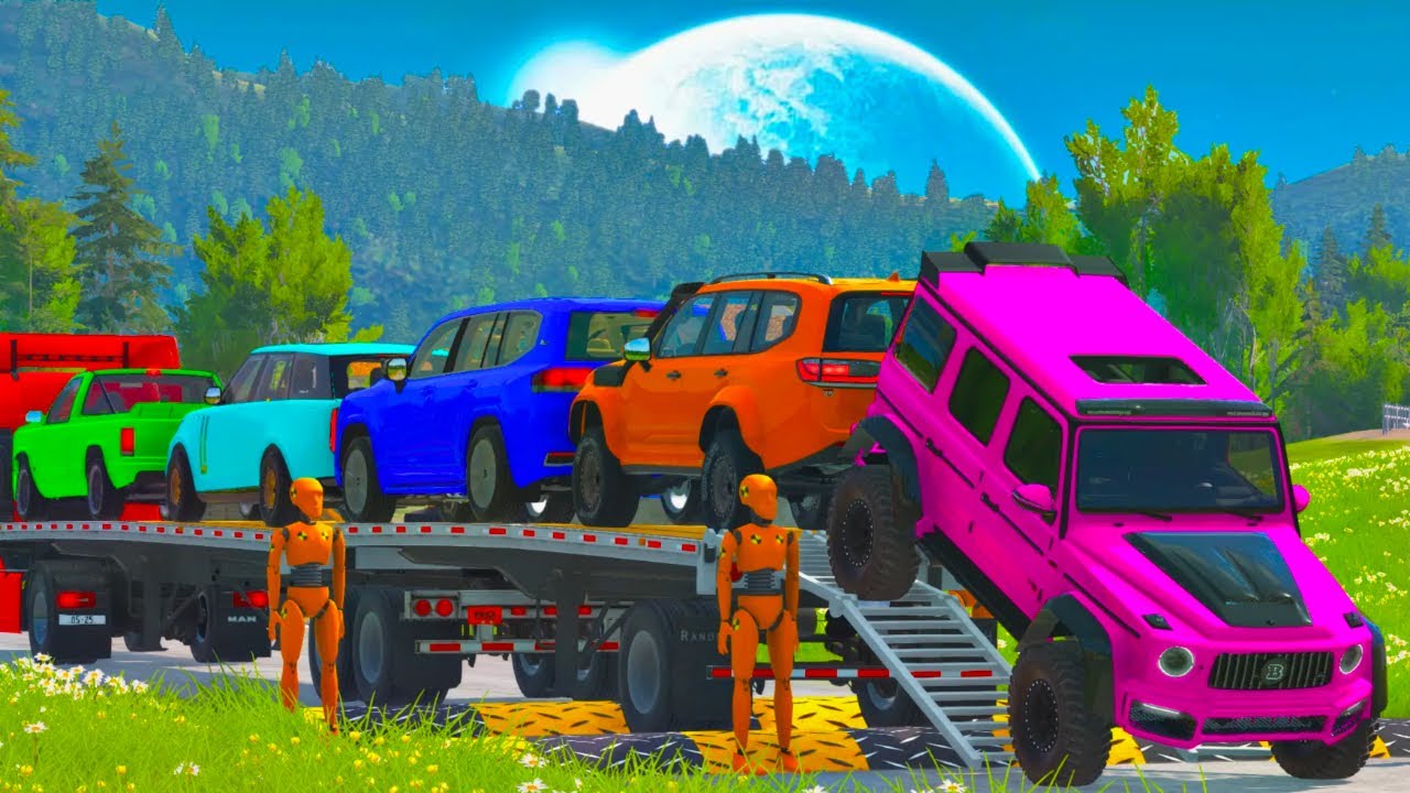 Flatbed Truck Mcqueen | Transportation with Truck - Pothole vs Car #206 - BeamNG.Drive