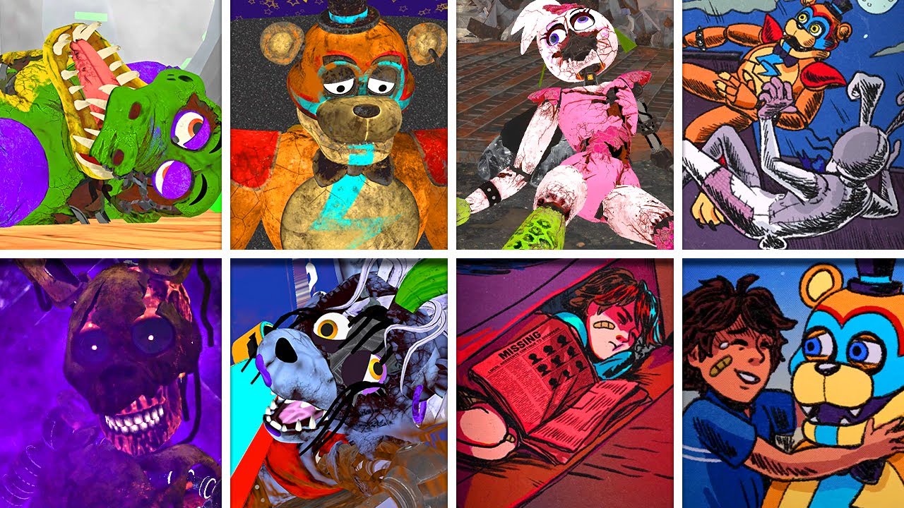 FNAF Security Breach - All DEATHS and ENDINGS in BRIGHT Mode