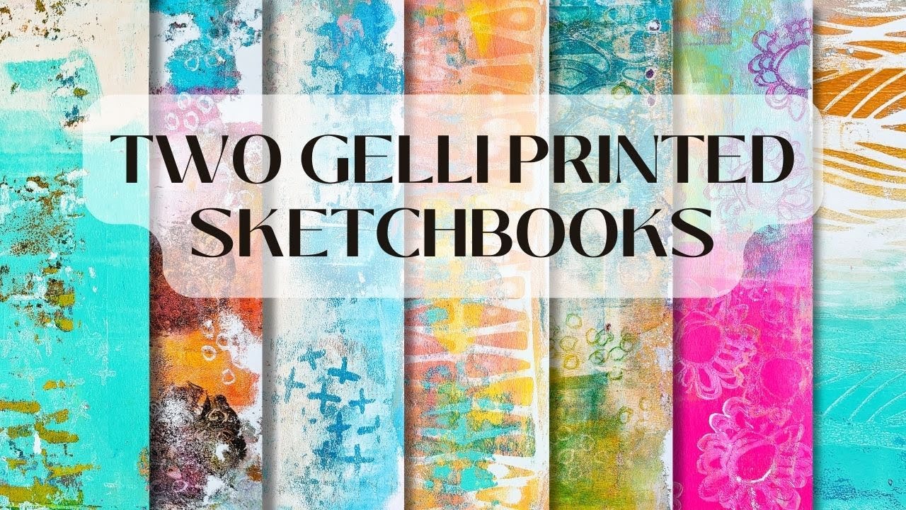 Two sketchbooks filled with Gelli Plate prints over the last eight months! ⭐Flip through⭐