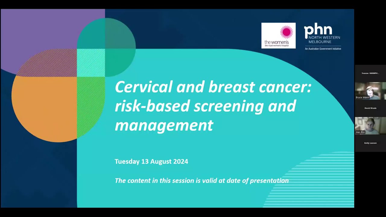 Cervical and breast cancer: risk-based screening and management (13 August 2024)