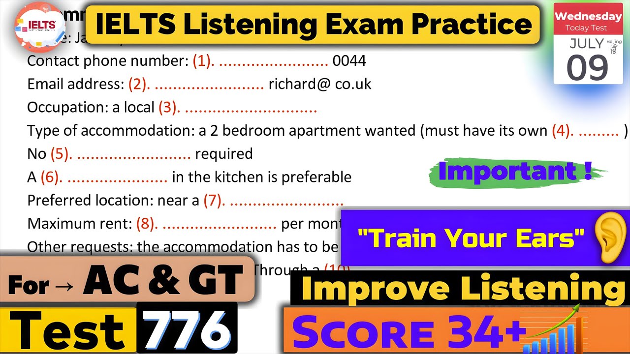 IELTS Listening Practice Test 2025 with Answers | Actual Exam - 776