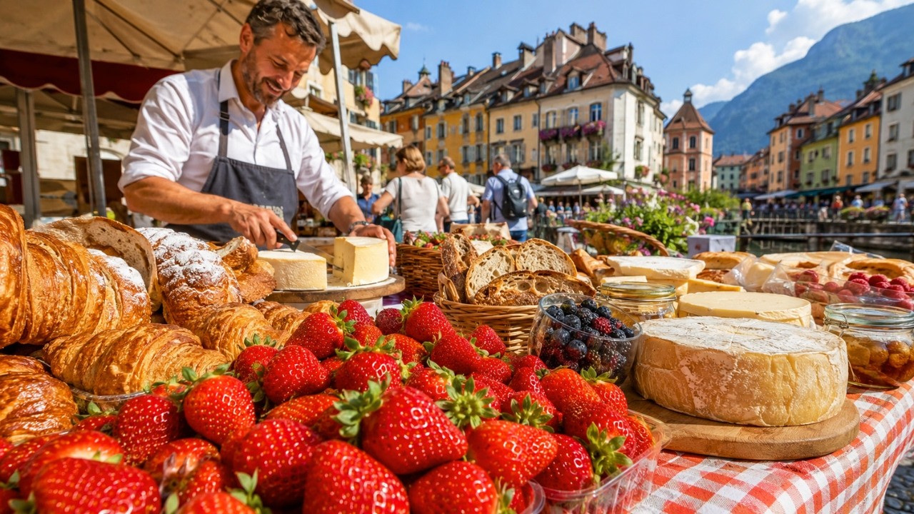 Traditional French Summer Market 🇫🇷 Annecy Walking Tour 4K | Bread & Cheese