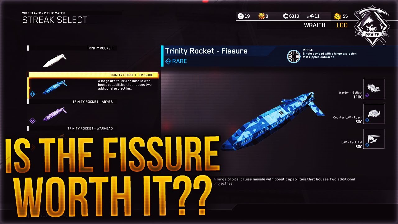 TRINITY ROCKET FISSURE: SINGLE MISSILE w/ LARGE EXPLOSION (Infinite Warfare Scorestreak Variants)