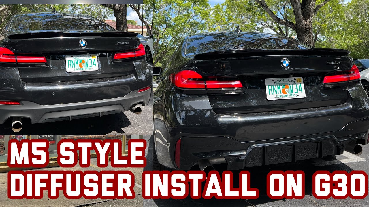 Установка заднего диффузора BMW G30 M5 STYLE