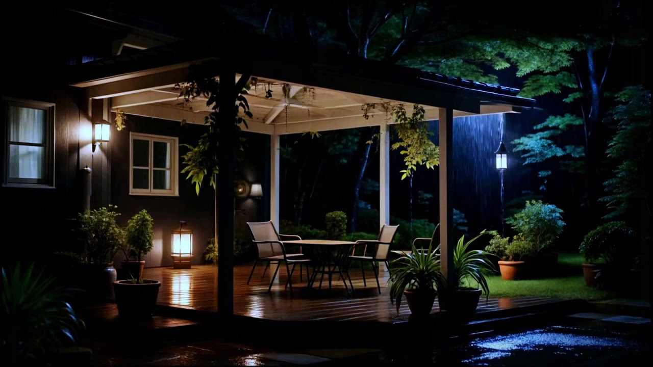 Cozy Night Rain in the Backyard | Gentle Piano Music