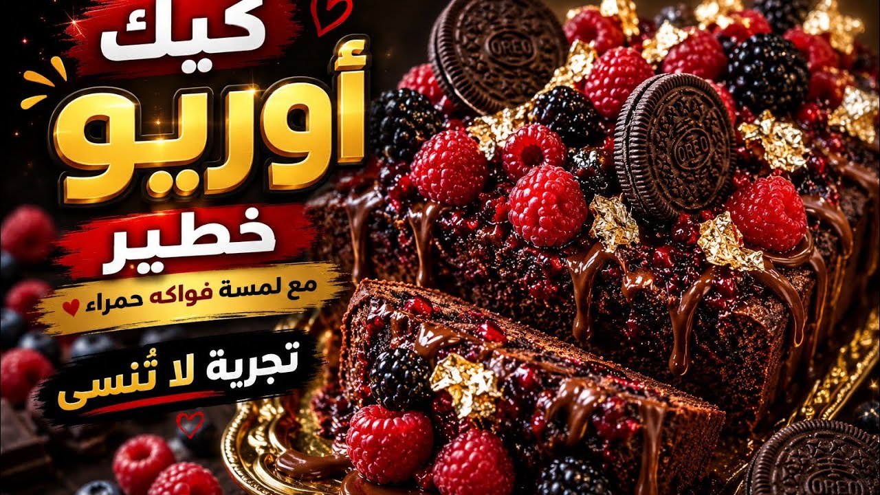#كيك أوريو خطير مع لمسة الفواكه الحمراء 🍒 تجربة لا تُنسى!