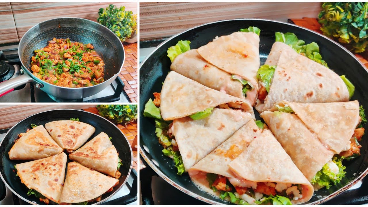 آئل فری ٹیسٹی سی افطار ریسپی👍Crispy Chicken Quesadilla Recipe | Chicken Wrap | Chicken Snack